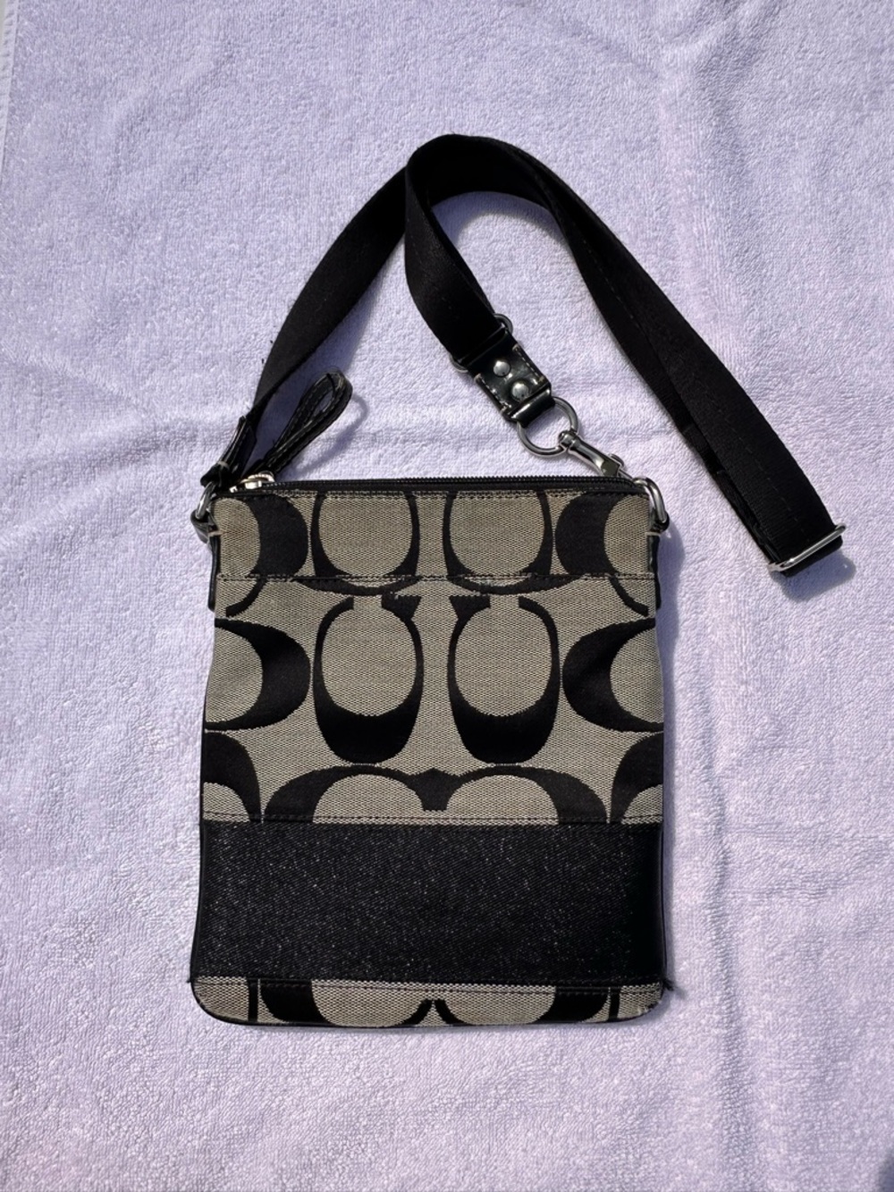 Coach Two-Tone Black and Khaki Signature Crossbody